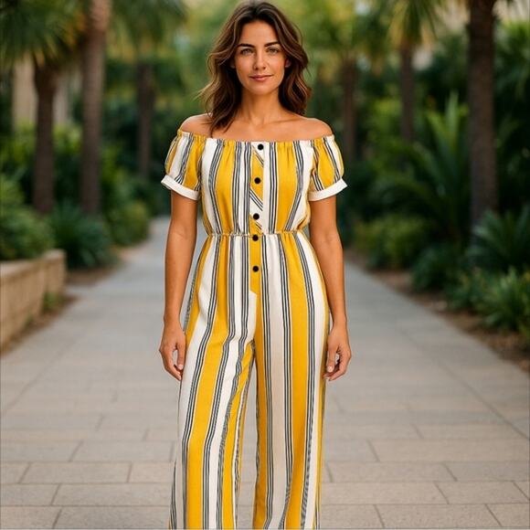 Striped Jumpsuit by Hint of Blush Size M - Picture 1 of 8